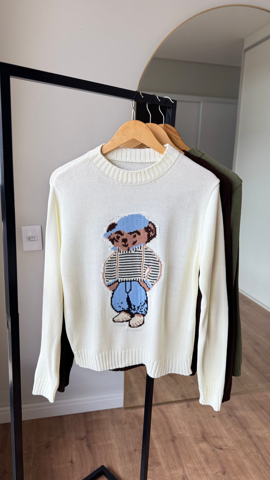 🧸 Tricô Teddy Preppy – Inspiração Ralph Lauren