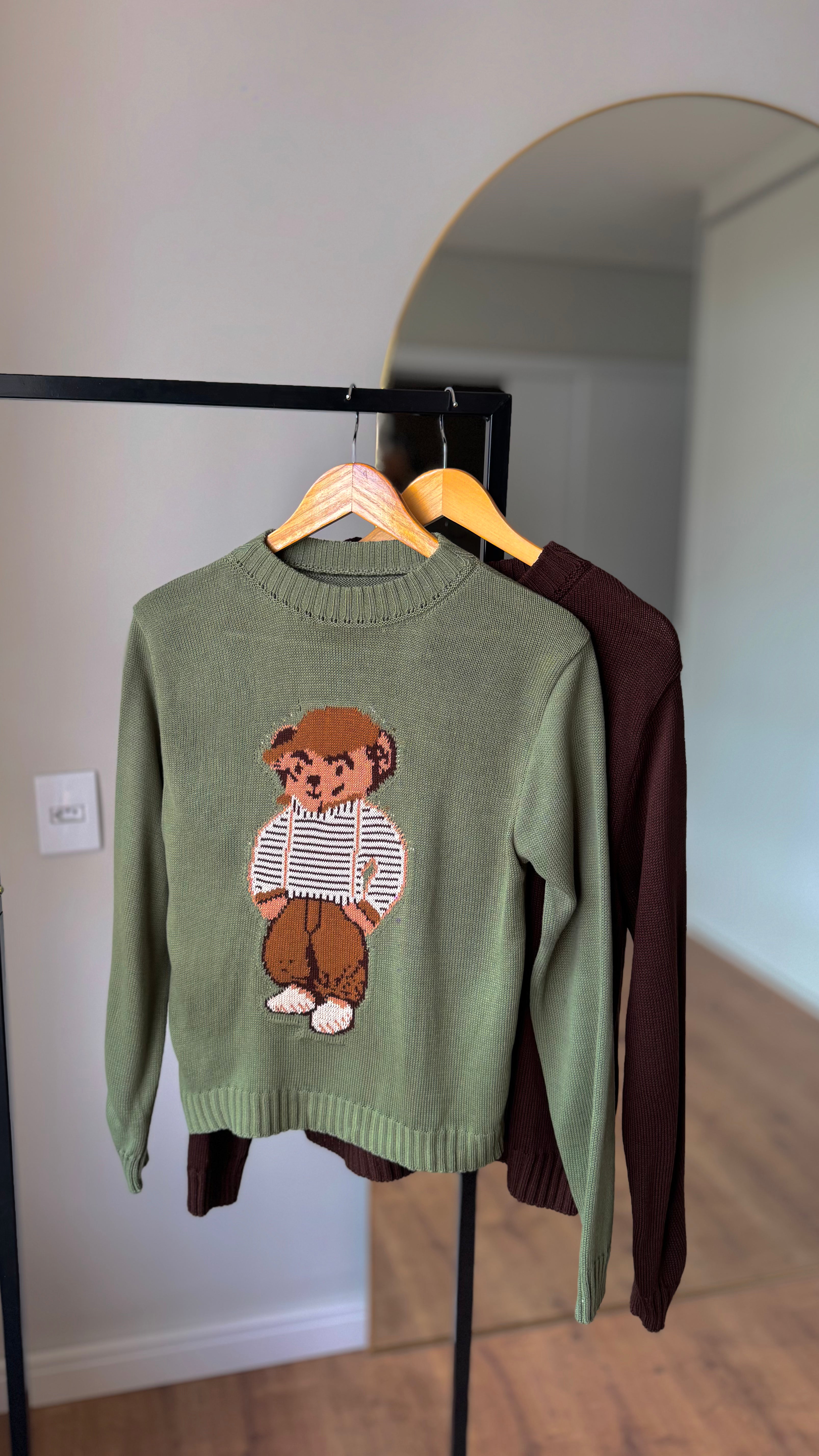 🧸 Tricô Teddy Preppy – Inspiração Ralph Lauren