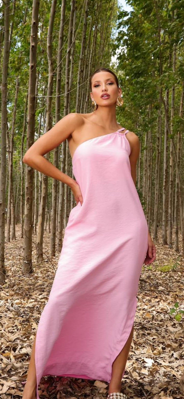 Vestido de Linho Ombro Único
