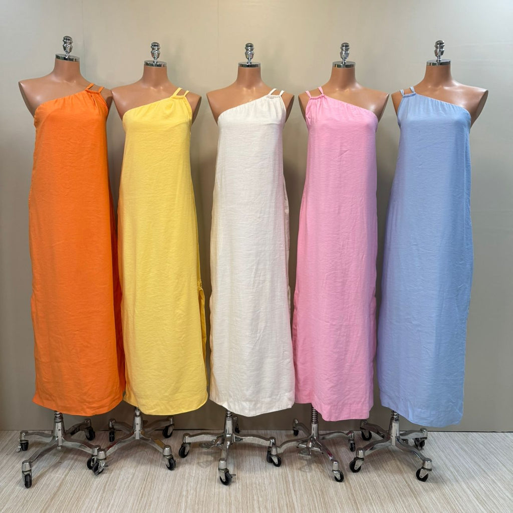 Vestido de Linho Ombro Único