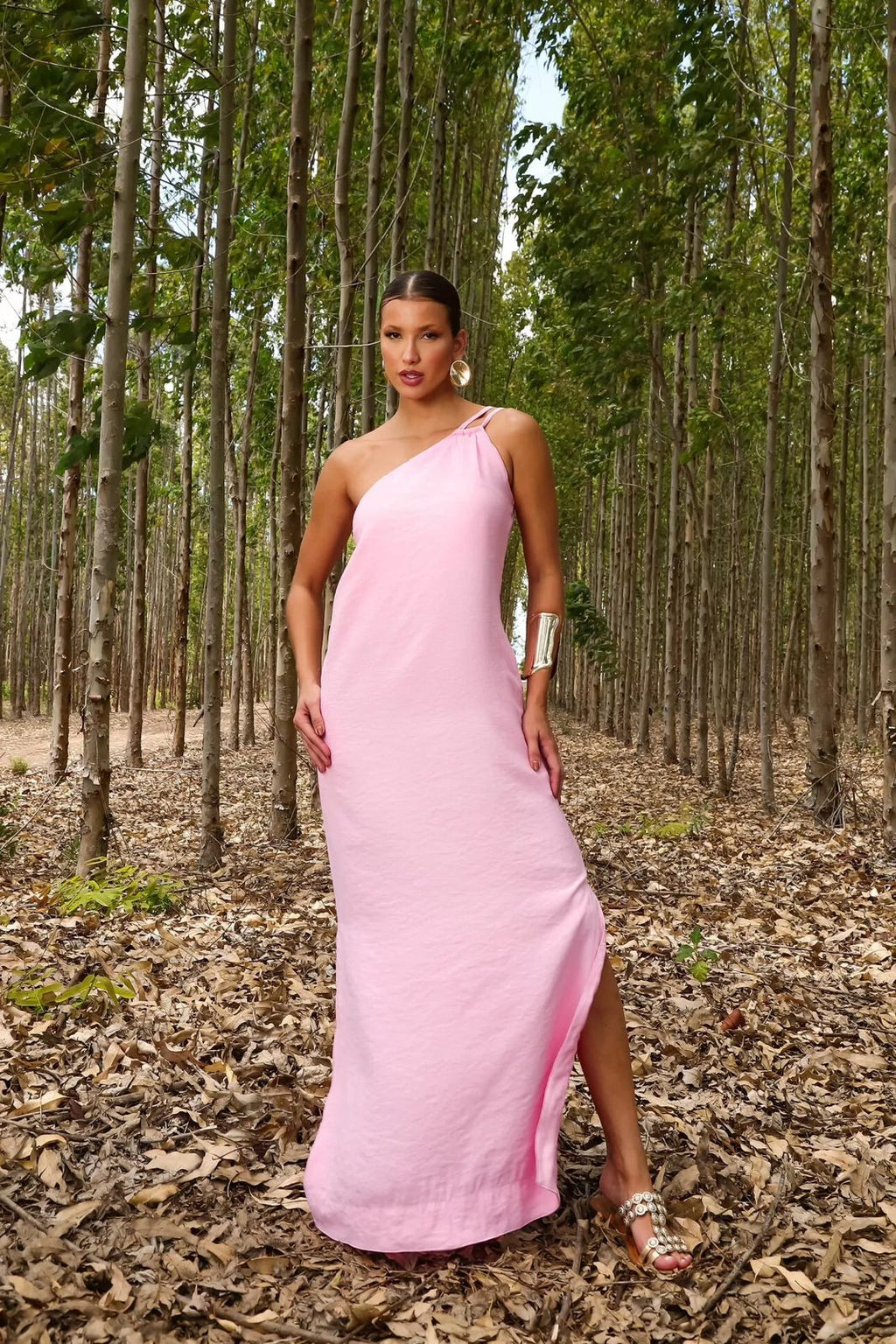 Vestido de Linho Ombro Único
